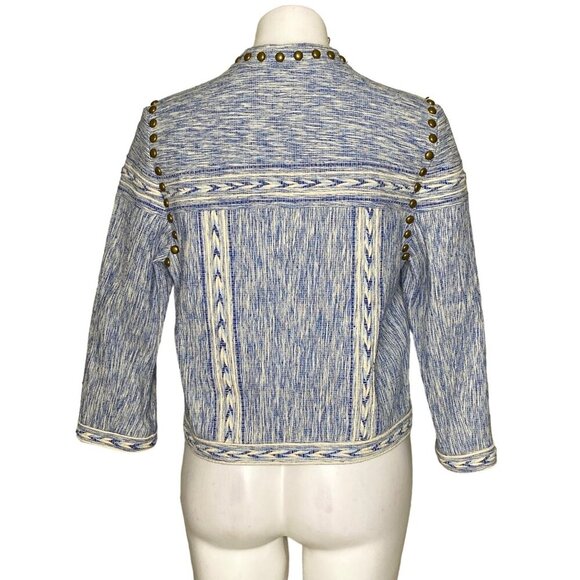 Rebecca Minkoff NWT $328 Blue Denim Studded Enabel Jacket, Women's Size 10 - Picture 6 of 13